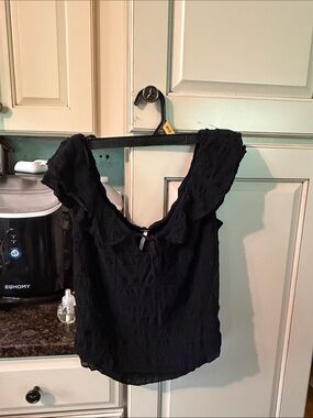 Free People Black Ruffle-Sleeve Camisole